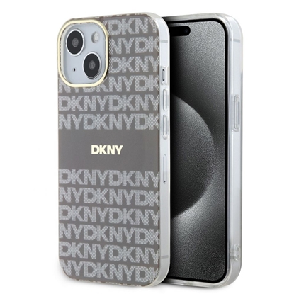 Attēls no DKNY - DKNY PC/TPU Repeat Pattern Tonal Stripe Magsafe Case for iPhone 15 Beige