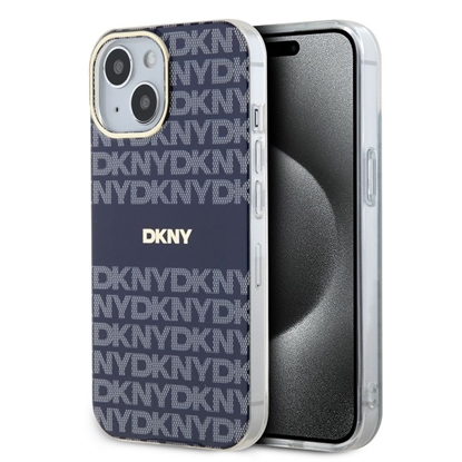 Attēls no DKNY - DKNY PC/TPU Repeat Pattern Tonal Stripe Magsafe Case for iPhone 15 Blue