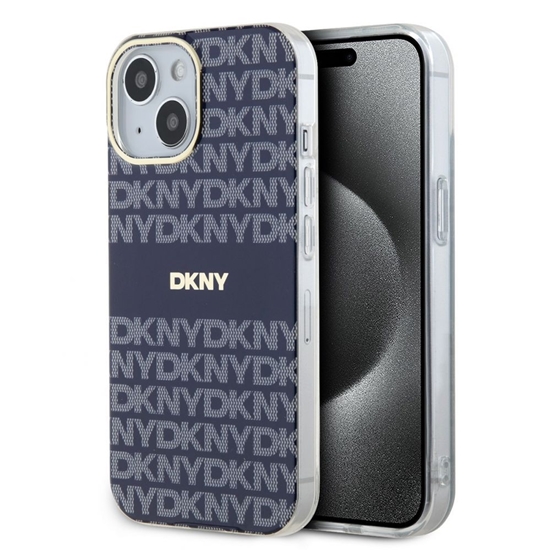 Picture of DKNY - DKNY PC/TPU Repeat Pattern Tonal Stripe Magsafe Case for iPhone 15 Blue