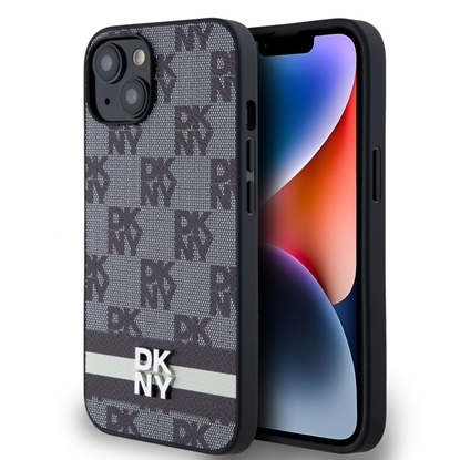 Attēls no DKNY - DKNY PU Leather Checkered Pattern and Stripe Case for iPhone 13 Black