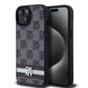 Picture of DKNY - DKNY PU Leather Checkered Pattern and Stripe Case for iPhone 15 Black