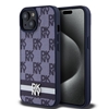 Picture of DKNY - DKNY PU Leather Checkered Pattern and Stripe Case for iPhone 15 Blue