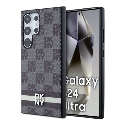 Attēls no DKNY - DKNY PU Leather Checkered Pattern and Stripe Case for Samsung Galaxy S24 Ultra Black