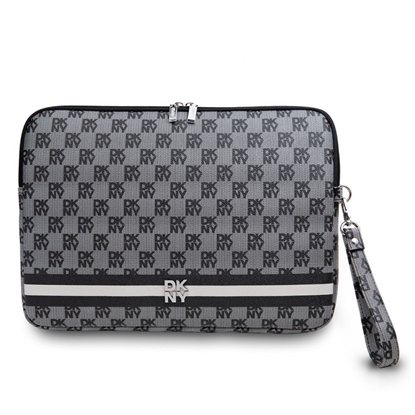 Attēls no DKNY - DKNY PU Leather Checkered Pattern and Stripe Laptop Sleeve 13/14" Black