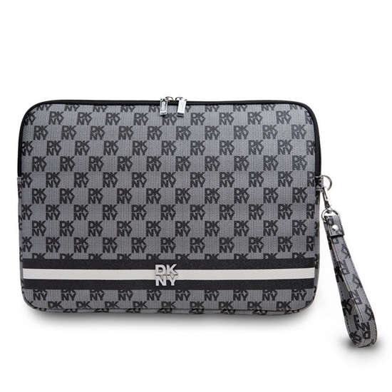 Picture of DKNY - DKNY PU Leather Checkered Pattern and Stripe Laptop Sleeve 13/14" Black