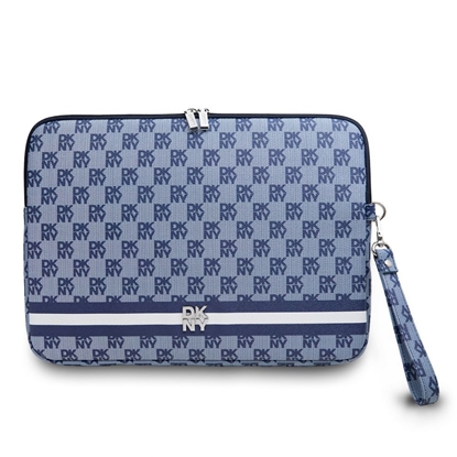 Attēls no DKNY - DKNY PU Leather Checkered Pattern and Stripe Laptop Sleeve 13/14" Blue