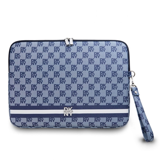 Picture of DKNY - DKNY PU Leather Checkered Pattern and Stripe Laptop Sleeve 13/14" Blue