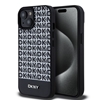 Изображение DKNY - DKNY PU Leather Repeat Pattern Bottom Stripe MagSafe Case for iPhone 15 Black