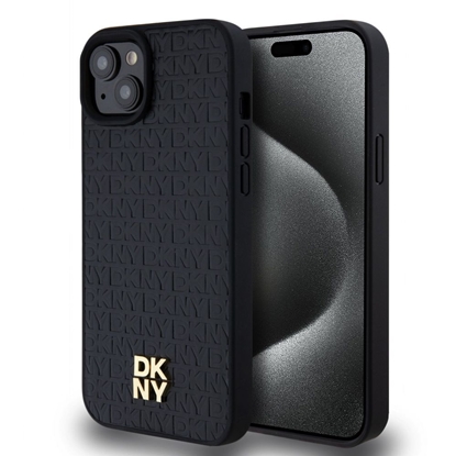 Attēls no DKNY - DKNY PU Leather Repeat Pattern Stack Logo MagSafe Case for iPhone 15 Plus Black