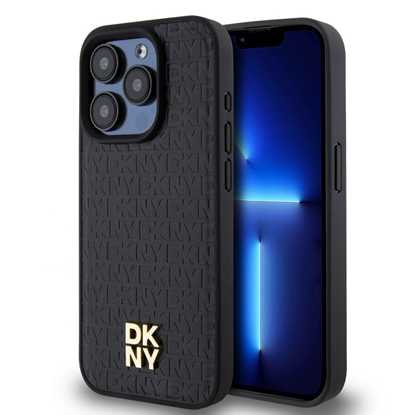 Attēls no DKNY - DKNY PU Leather Repeat Pattern Stack Logo MagSafe Case for iPhone 15 Pro Black
