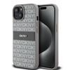 Изображение DKNY - DKNY PU Leather Repeat Pattern Tonal Stripe Case for iPhone 15 Beige
