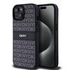 Изображение DKNY - DKNY PU Leather Repeat Pattern Tonal Stripe Case for iPhone 15 Black