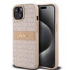 Изображение DKNY - DKNY PU Leather Repeat Pattern Tonal Stripe Case for iPhone 15 Pink