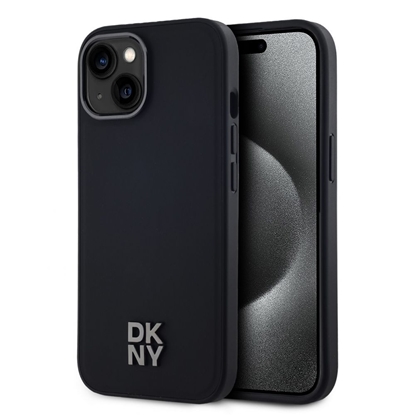 Изображение DKNY - DKNY PU Leather Stack Logo Magsafe Case for iPhone 15 Black