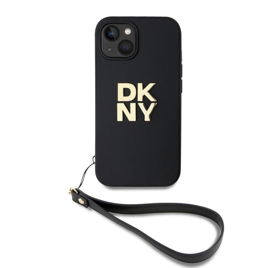 Изображение DKNY - DKNY PU Leather Stack Logo Wrist Strap Case for iPhone 14 Black
