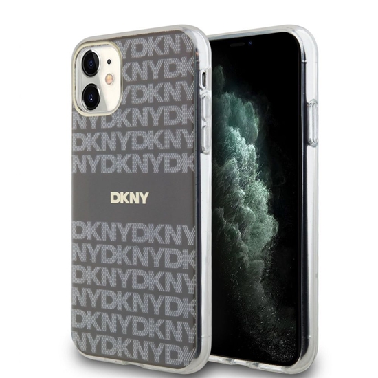 Изображение DKNY Apple DKNY PC/TPU Repeat Pattern Tonal Stripe Magsafe Case for iPhone 11 Beige
