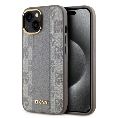 Изображение DKNY Apple DKNY PU Leather Checkered Pattern Magsafe Case for iPhone 15 Beige