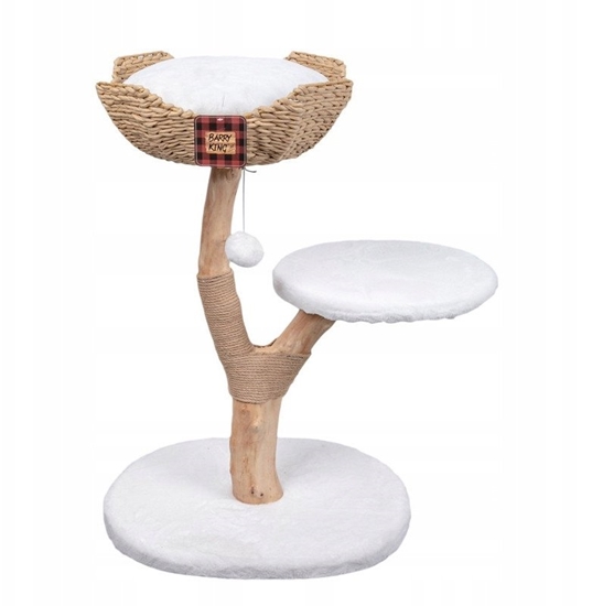 Picture of Drapak dla kota, beowo- biay, 89cm, na drewnianej nodze z koszem i siedziskiem