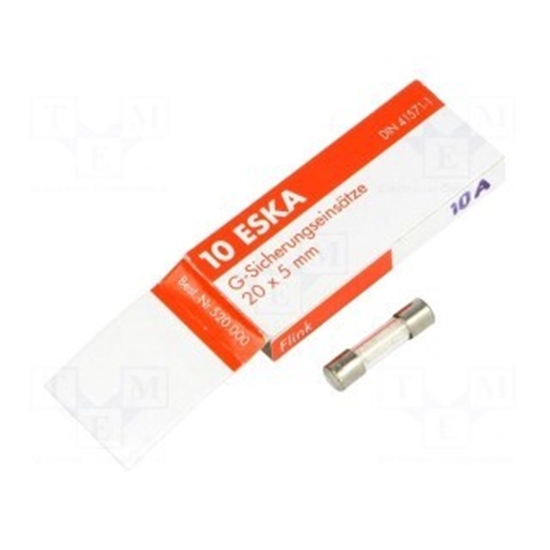 Изображение Drošinātājs: drošinātājs | ātrs sitiens | 10A | 250VAC | cilindrisks, stikls | 5x20 mm