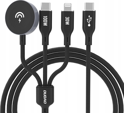Attēls no Dudao Kabel z adowark do Apple Watch Dudao A12Max+ PD 100W 3w1: USB-C Lightning 1,2m - czarny
