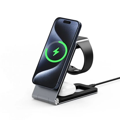 Attēls no Duzzona W22 3 in 1 Magnetic Wireless Charger Grey
