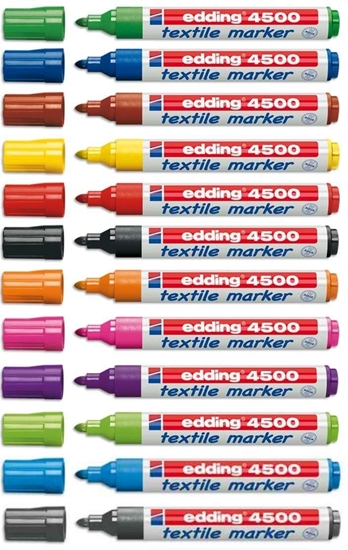 Picture of Edding 4500, 12 pc(s), Black, Blue, Green, Red, Bullet tip, White, Plastic, 2 mm