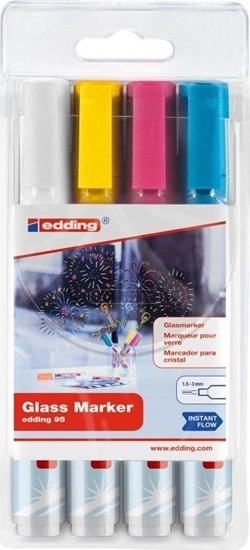 Picture of Edding Marker do powierzchni szklanych E-95 EDDING, 1,5-3 mm, 4 szt., mix kolorów