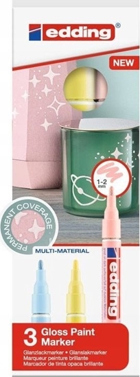 Picture of Edding Marker olejowy byszczcy e-751 EDDING, 1-2mm, 3 szt., mix kolorów pastelowych