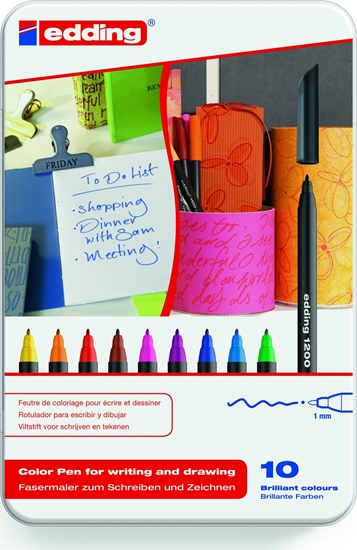 Picture of Edding Pisak z cienk kocówk e-1200/10 s EDDING, 1mm, 10 szt., metalowe pudeko, mix kolorów