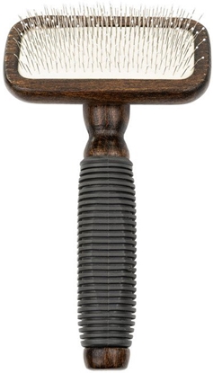 Picture of Ekskluzywna szczotka pudlwka prostoktna, dla zwierzt, drewno bukowe, stal, tworzywo TPR, wym. 9,4x16,3cm