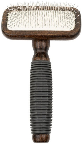 Picture of Ekskluzywna szczotka pudlwka prostoktna, dla zwierzt, drewno bukowe, stal, tworzywo TPR, wym. 9,4x16,3cm