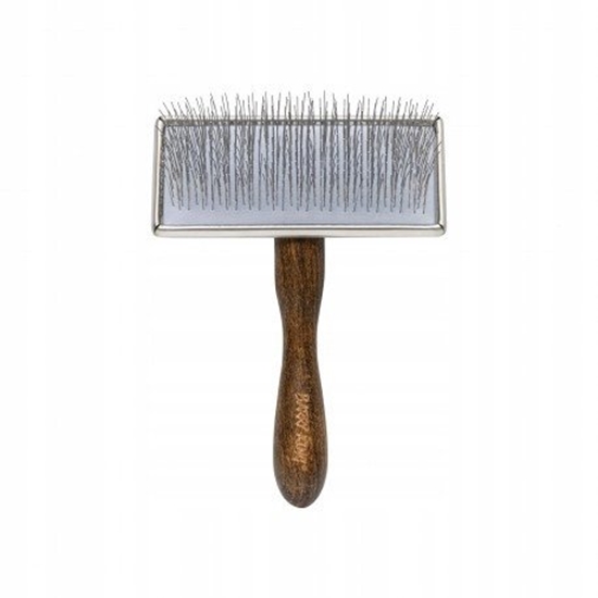 Изображение Ekskluzywna szczotka pudlwka prostoktna, dla zwierzt, drewno bukowe, stal, wym. 11,7x15,6cm