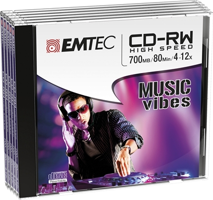 Picture of Emtec CD-RW 700MB 4-12x Music Vibes 5 pcs