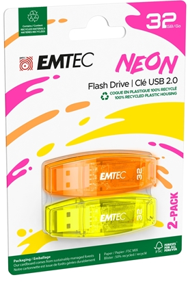 Изображение Emtec USB2.0 C410 32GB Neon 2 pcs