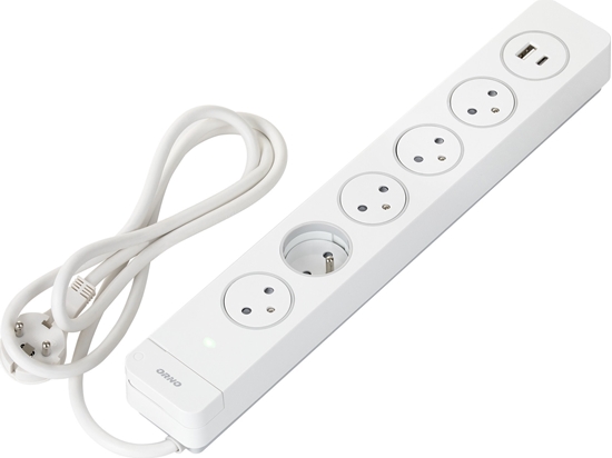 Изображение Energizer ORNO STRIP 5x SOCKETS 2P + Z, 2xUSB LENGTH 3x1.5 LENGTH 1.5M, SURGE PROTECTION