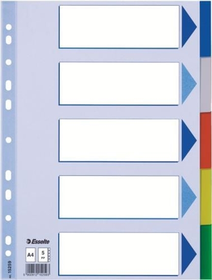 Изображение Esselte Przekadki do segregatora A4 plastikowe 5 kartek (10K217B)