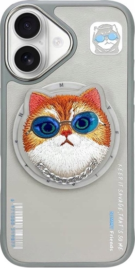 Picture of Etui Nimmy Glasses Cool Cat do iPhone 16  szary