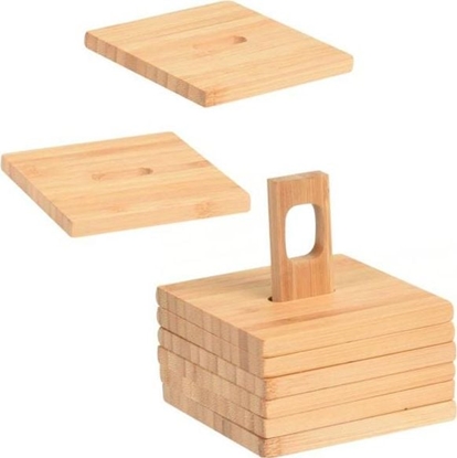 Изображение Excellent Houseware Podstawka, podkadka, drewniana, BAMBUSOWA, pod kubek, szklank, zestaw, komplet podkadek bambusowych 6 sztuk
