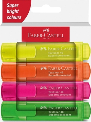 Attēls no Faber-Castell Faber-Castell Textmarker 46 Superfluorescent marker 4 szt. Kocówka cita Zielony, Pomaraczowy, Róowy, óty