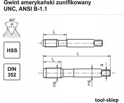 Attēls no Fanar GWINTOWNIK UNC  5/16-18 DIN-352/3 (2B) HSS