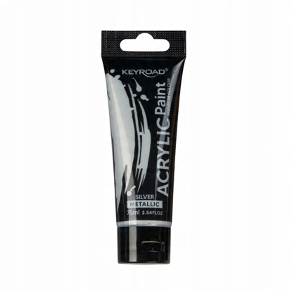 Изображение Farba akrylowa KEYROAD, metaliczna, 75ml, tubka, srebrna