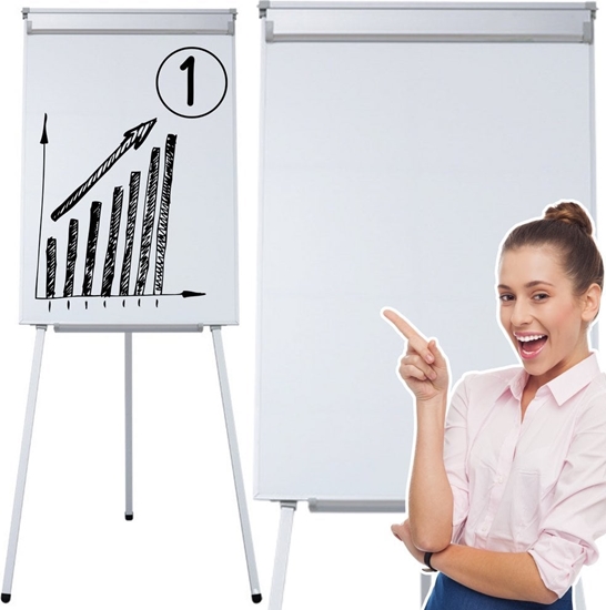 Picture of Flipchart LeanToys Tablica Magnetyczna Flipchart Na Trójnogu Biaa 70x100cm LEAN Toys