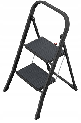 Attēls no Folding stepladder K44 StandardLine / steel / 2 steps safety handle / black 4007126241726