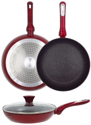 Picture of Frying pan Cosmo with glass lid O28cm induction red 24222106