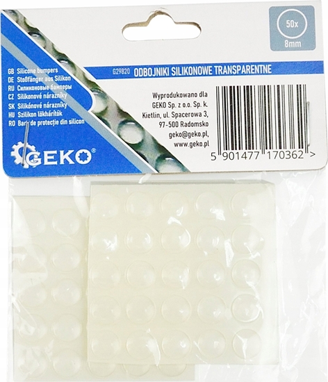 Picture of Geko Odbojniki silikonowe transparentne  okrge pod meble 8mm 50szt (25/250)