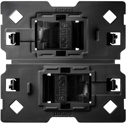 Picture of Gniazdo komputerowe Kontakt-Simon Simon 100 10002544-039 2x RJ45 kategoria 6 mechanizm, bez ramki montaowej czarny