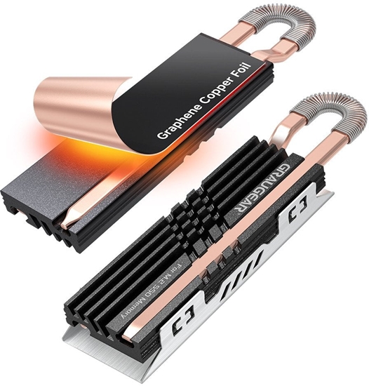 Picture of GRAUGEAR Heatpipe Kühlkörper SSD M.2 NVMe 2280 Graphen-Kupfe