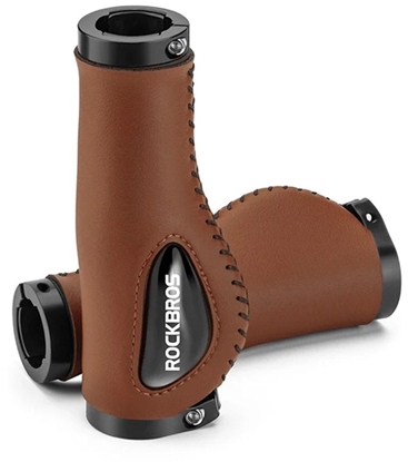 Picture of Gripy rowerowe chwyty ergonomiczne skórzane - brzowe Gripy rowerowe chwyty ergonomiczne skórzane - brzowe