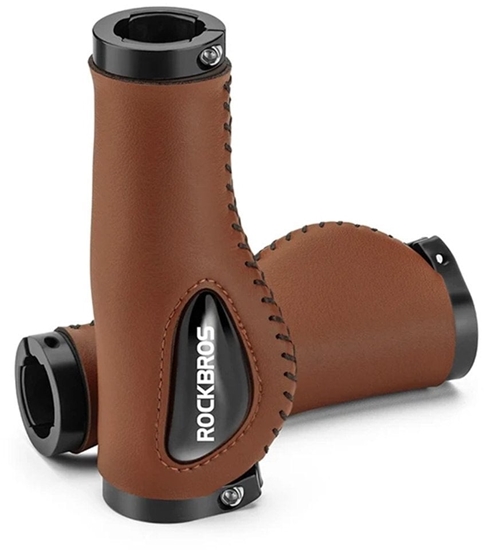 Picture of Gripy rowerowe chwyty ergonomiczne skórzane - brzowe Gripy rowerowe chwyty ergonomiczne skórzane - brzowe