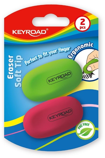 Picture of Gumka do cierania KEYROAD Soft Tip, 2 szt., blister, mix kolorów
